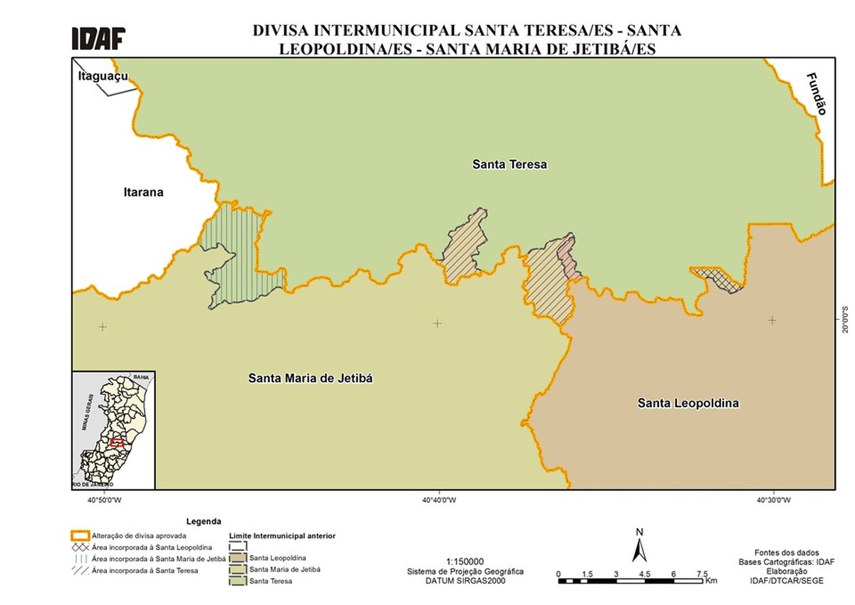 Santa Teresa, Santa Maria de Jetibá e Santa Leopoldina ajustam divisas, no ES Espírito Santo G1