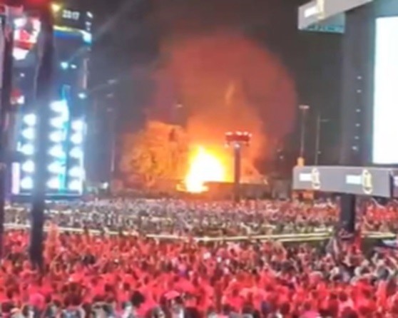 Incêndio atinge praça de alimentação durante show de Thiaguinho no Samba Recife; VÍDEO