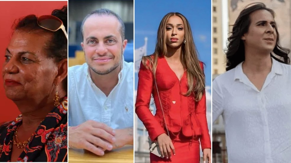 Kátia Tapety primeira travesti eleita no Brasil, Thammy Miranda primeiro homem trans eleito e Erika Hilton e Duda Salabert primeiras deputadas federais trans do país. — Foto: Karla Holanda/Redes sociais /Ana Flavia Barbosa/ Redes sociais