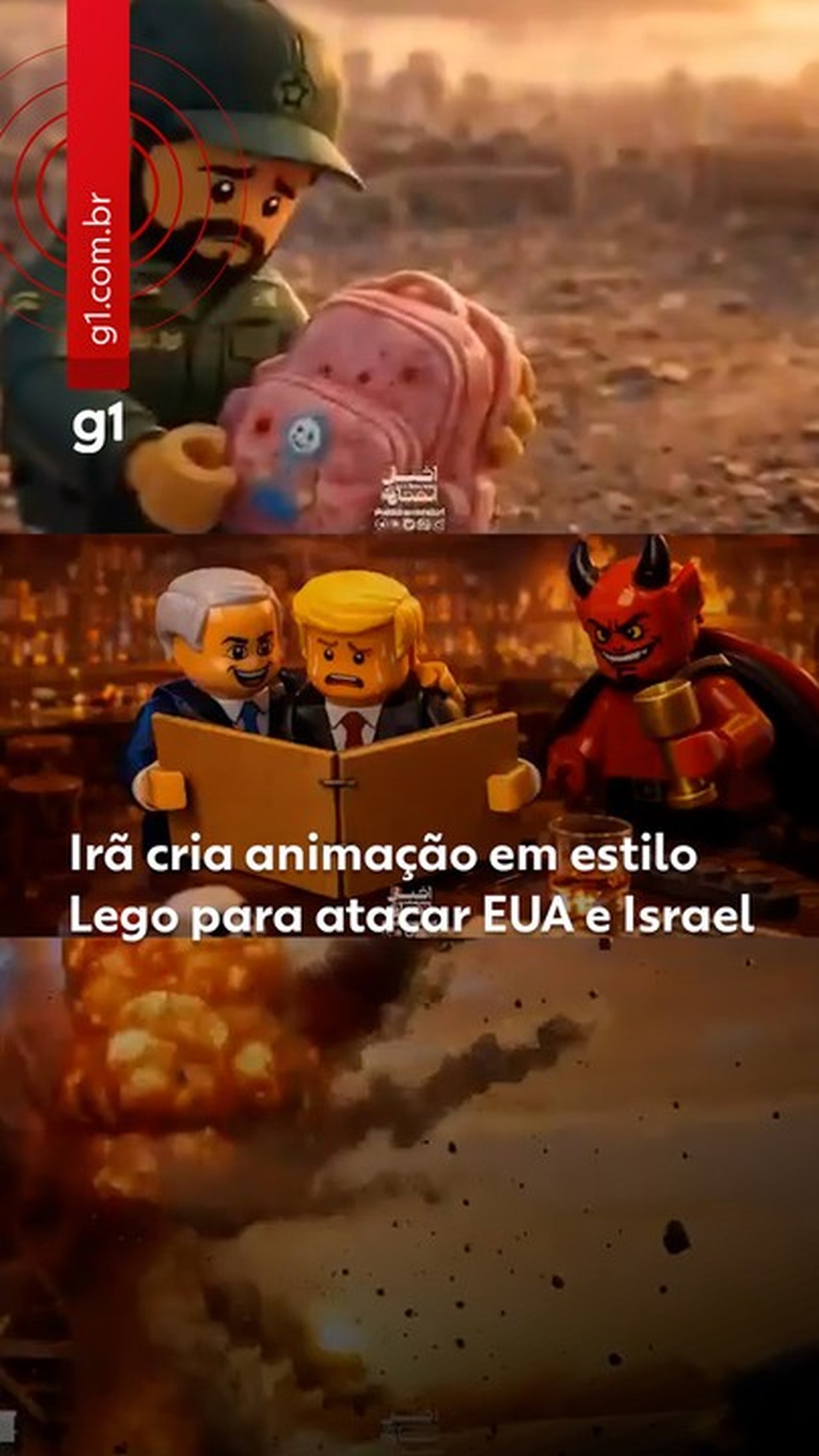 Irã cria animação em estilo Lego com provocações a Trump e acusação contra os EUA por ataque a escola; VÍDEO
