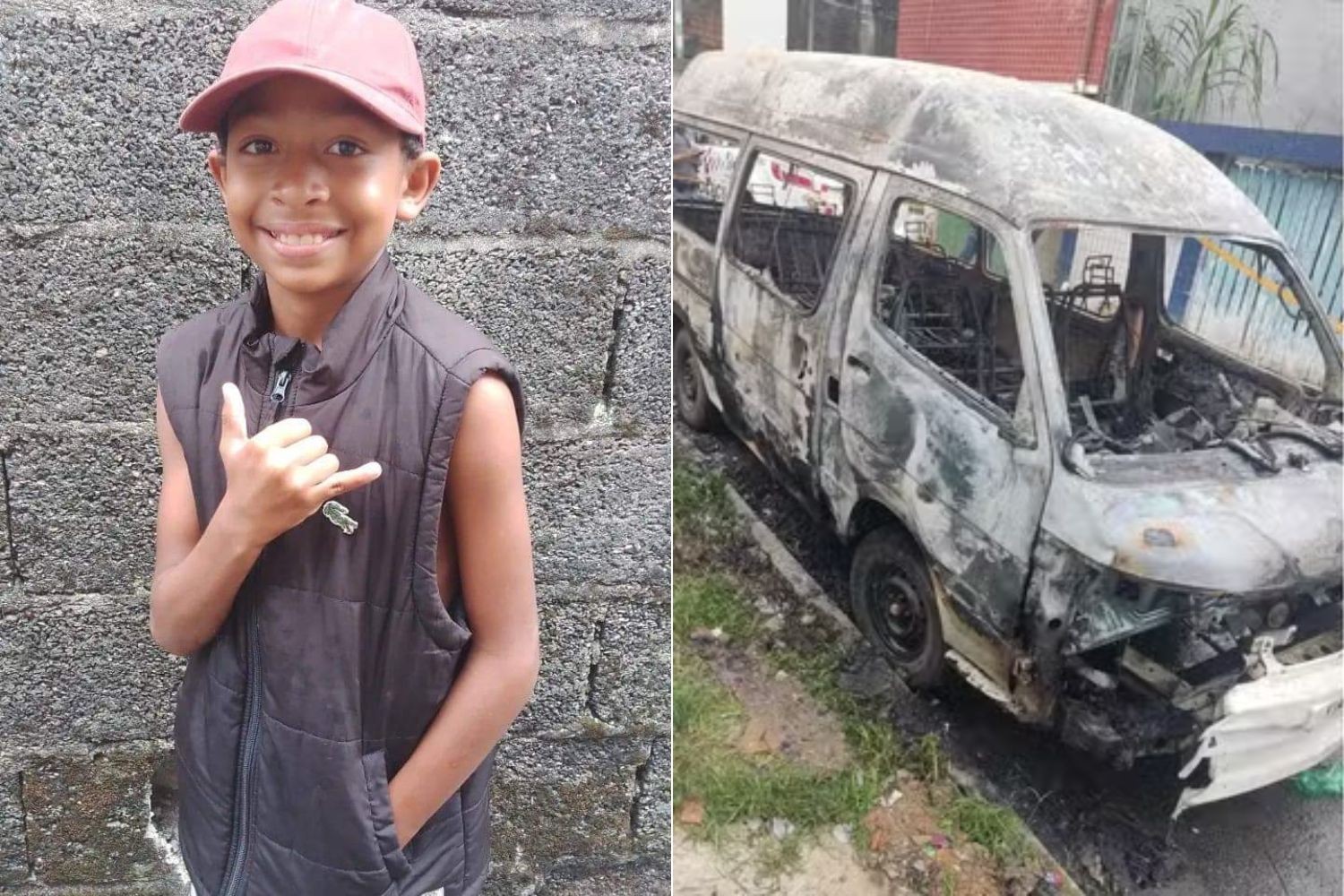 Família de menino desaparecido reconhece vestígios da roupa dele em van incendiada no litoral de SP