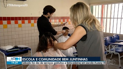 Escola pública recebe serviços gratuitos e brincadeiras no Aureny III