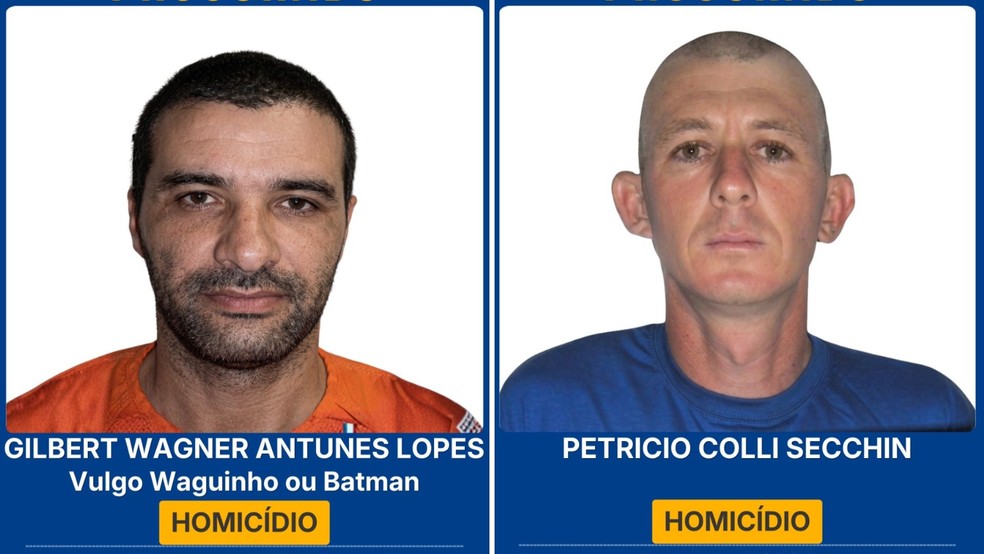 Gilbert Wagner Antunes Lopes e Petricio Colli Secchin são procurados pela Sesp no Espírito Santo — Foto: Divulgação/Sesp
