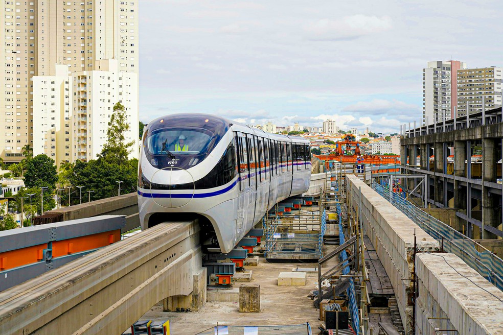Testes dos trens da Linha 17-Ouro do Monotrilho, que será inaugurado em 31 de março pelo governo de São Paulo. — Foto: Divulgação/GESP/Secom