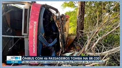 Três vítimas de ônibus que tombou na BR-230 seguem internadas em Augustinópolis