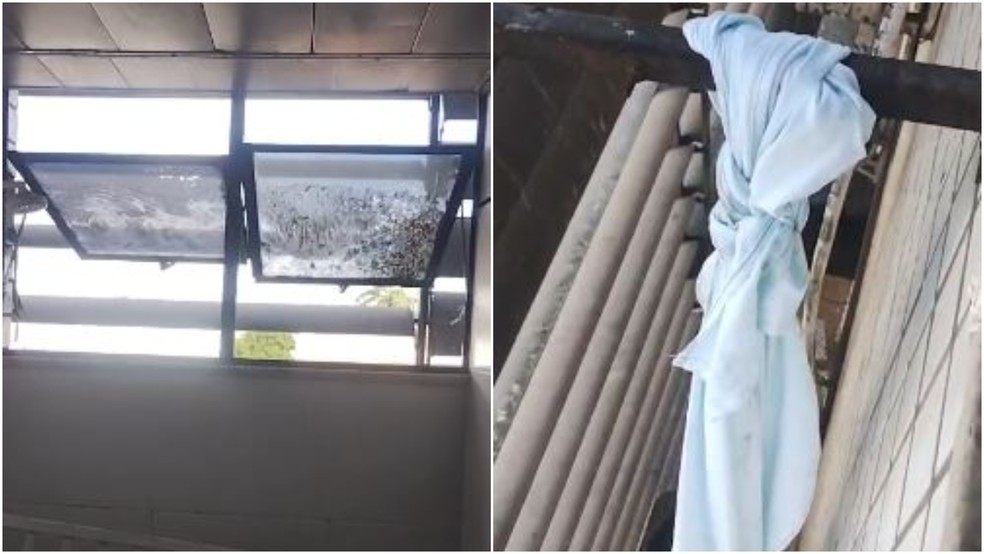 Homem internado sob escolta da Polícia Militar fugiu do Hospital IJF, em Fortaleza, usando corda feita com lençóis. — Foto: Reprodução