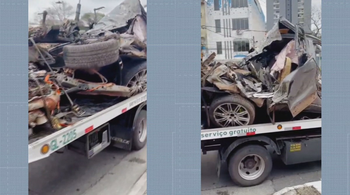 Motorista de Porsche morre após bater contra mureta na Rodovia dos Imigrantes; carro de luxo ficou destruído