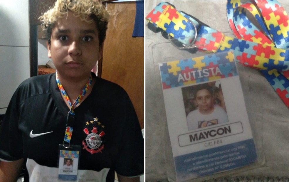 Menino de Jundiaí usa crachá para identificar autismo — Foto: Valdileia Pereira Guedes de Paula/Arquivo Pessoal