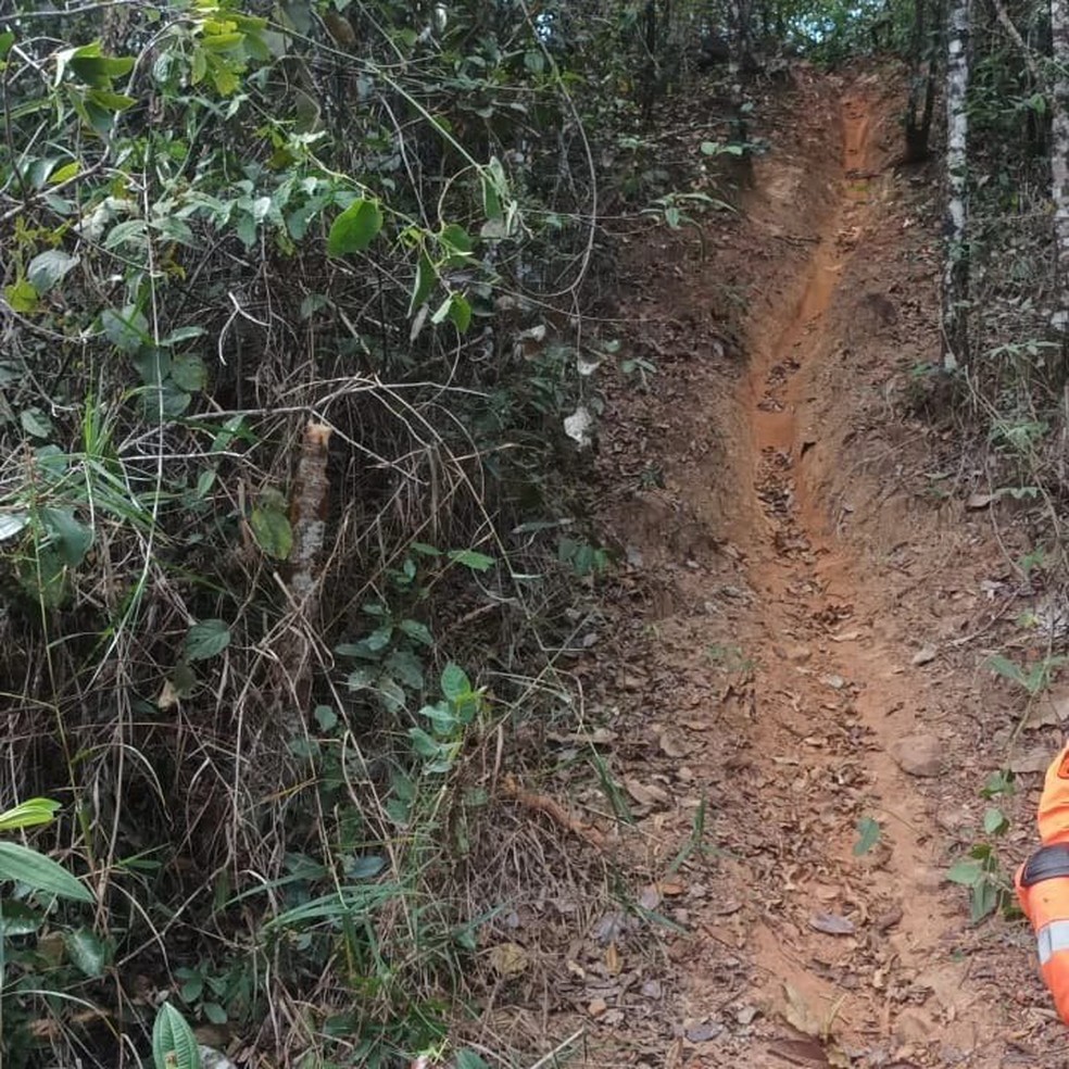 Parte da trilha onde houve o acidente com a motocicleta — Foto: Corpo de Bombeiros/Divulgação