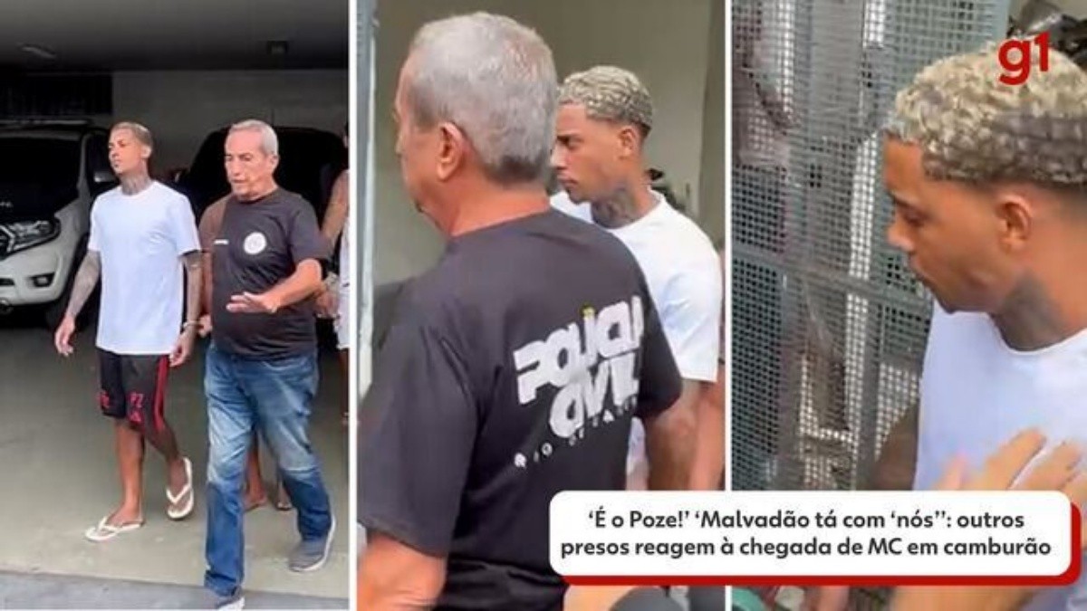 ‘É o Poze!’ ‘Malvadão 'tá com nós’’: outros presos reagem à chegada do MC em camburão; VÍDEO