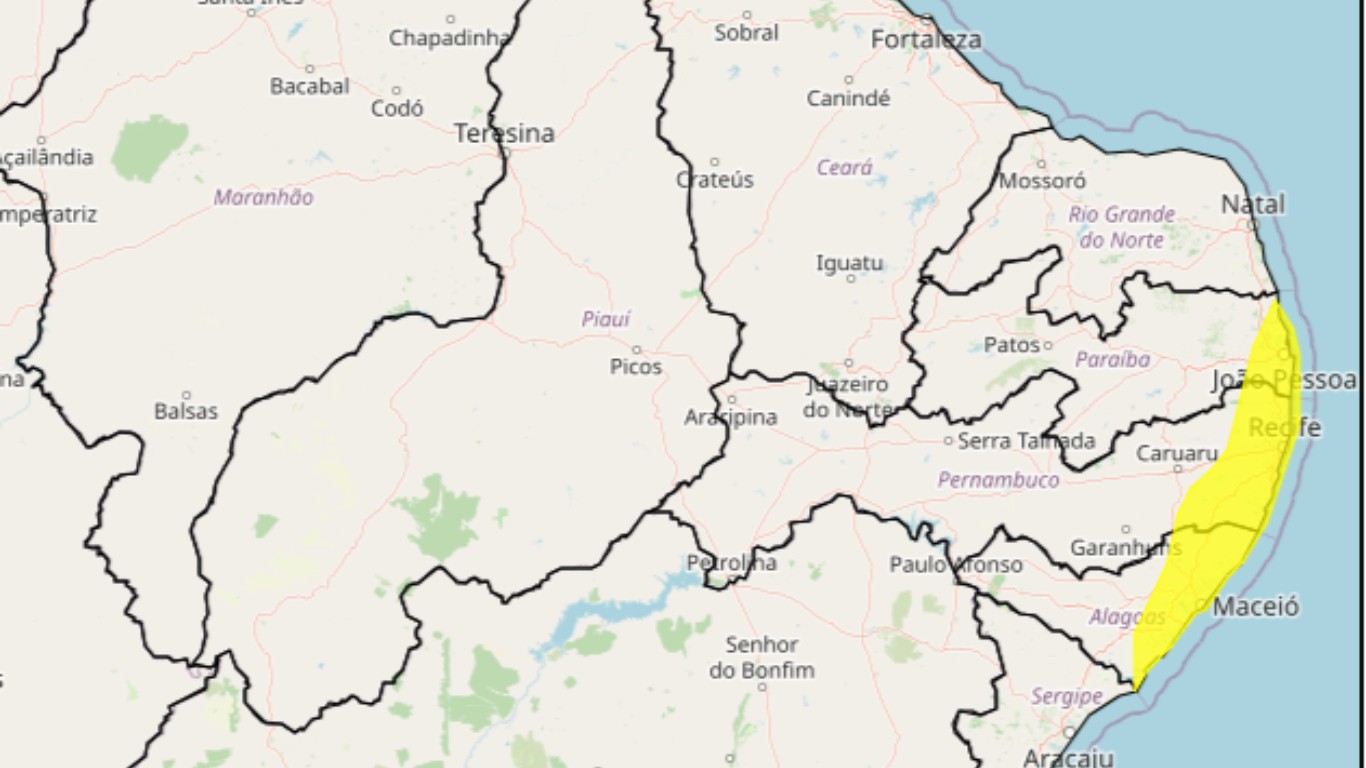 21 municípios são notificados pelo Inmet com ‘perigo potencial’ para acumulado de chuvas