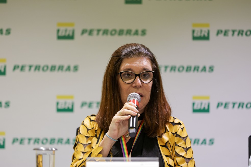 Magda Chambriard, presidente da Petrobras, durante coletiva de imprensa sobre os resultados financeiros de 2024 — Foto: Rafa Pereira / Petrobras