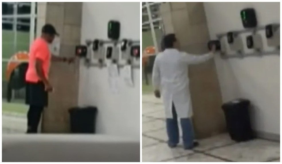 Médicos do Hospital Heliópolis batem ponto e vão pra casa sem cumprir o expediente. — Foto: Reprodução/SBT