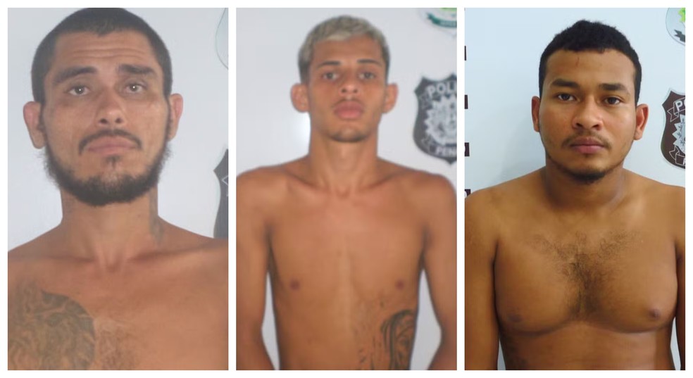 Dhon Everton (1º), Lucas Francisco (2º) e Moisés Nascimento (3º) fugiram do presídio Manoel Néri em Cruzeiro do Sul e foram recapturados em menos de 24h — Foto: Arquivo/Iapen-AC