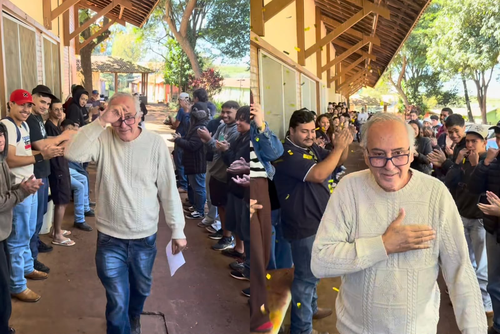 VÍDEO: após cinco décadas na mesma escola, professor se aposenta para cursar direito e é homenageado por alunos