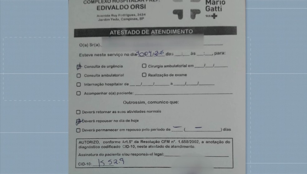 Polícia Civil investiga esquema de venda de falsos atestados médicos com carimbo roubado em Campinas — Foto: Reprodução/EPTV