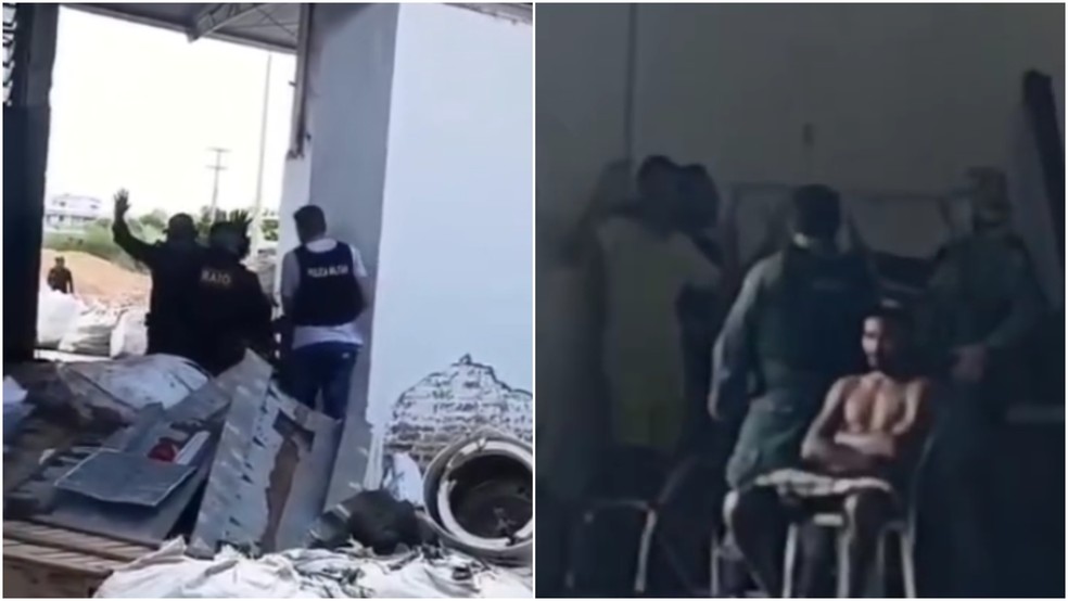 Sequestrador que manteve estudante refém no Ceará se entrega a policiais após fuga e troca de tiros — Foto: TV Verdes Mares/Reprodução