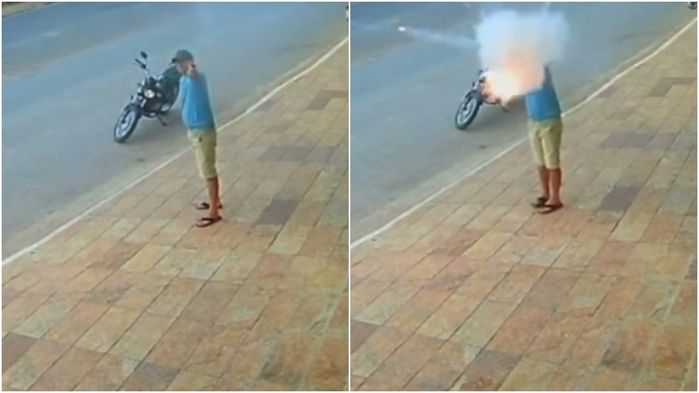 Homem é preso por disparar rojão contra a residência do prefeito de Frecheirinha, no Ceará — Foto: Reprodução