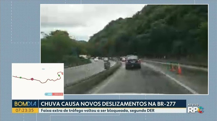 DER/PR vai liberar faixa adicional no km 39 da BR-277 nesta quarta-feira