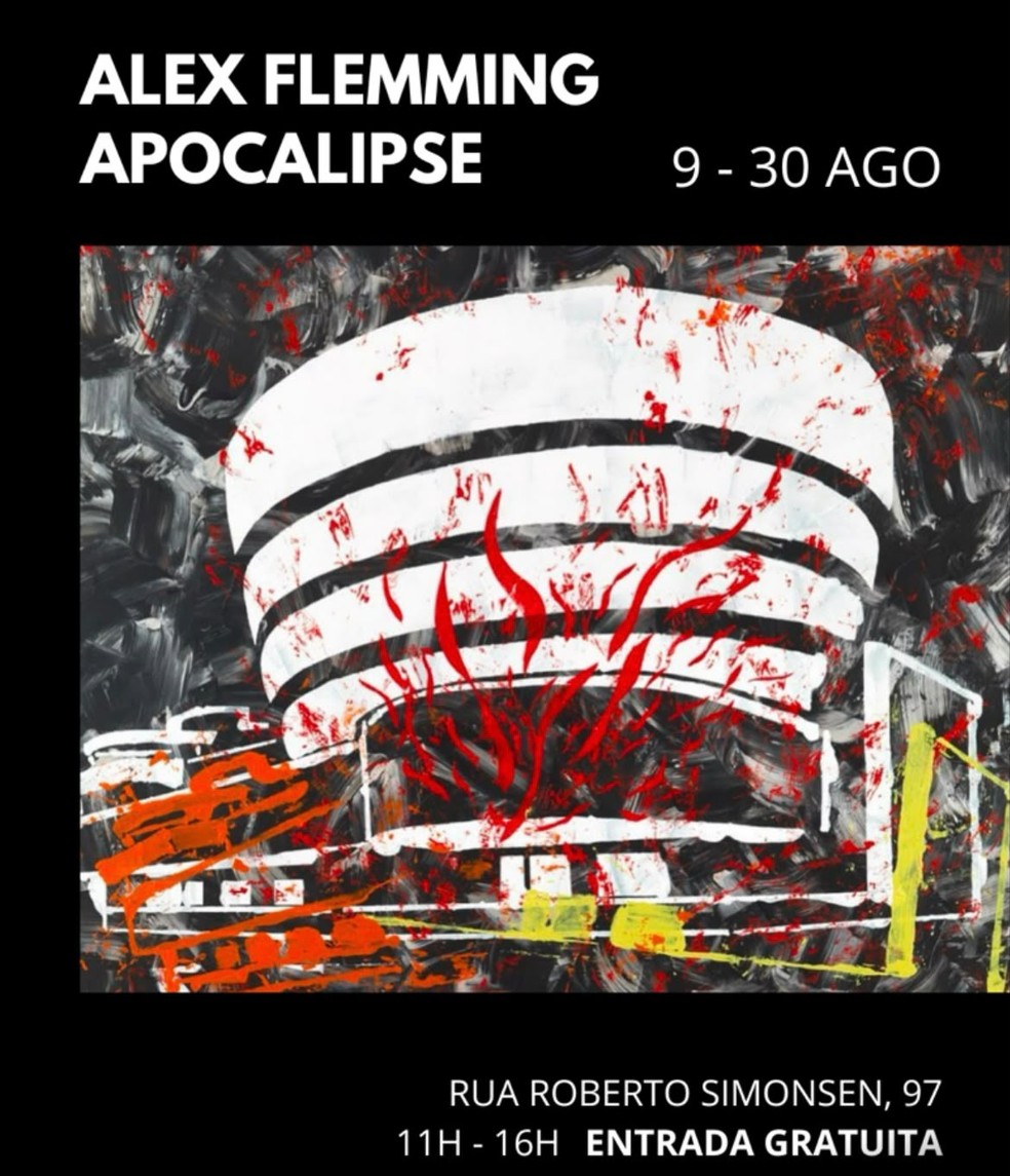 Cartaz de divulgação da mostra 'Apocalipse', de Alex Flemming — Foto: Reprodução