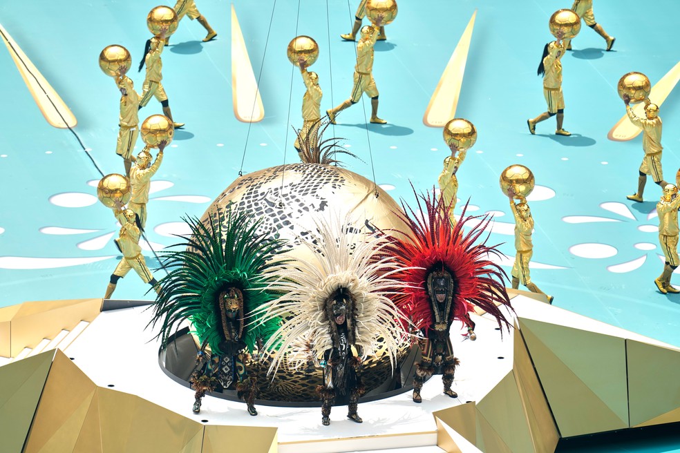 Cerimônia de abertura da Copa do Mundo 2026, na Cidade do México, nesta quinta-feira (11) — Foto: AP Photo/Ricardo Mazalan