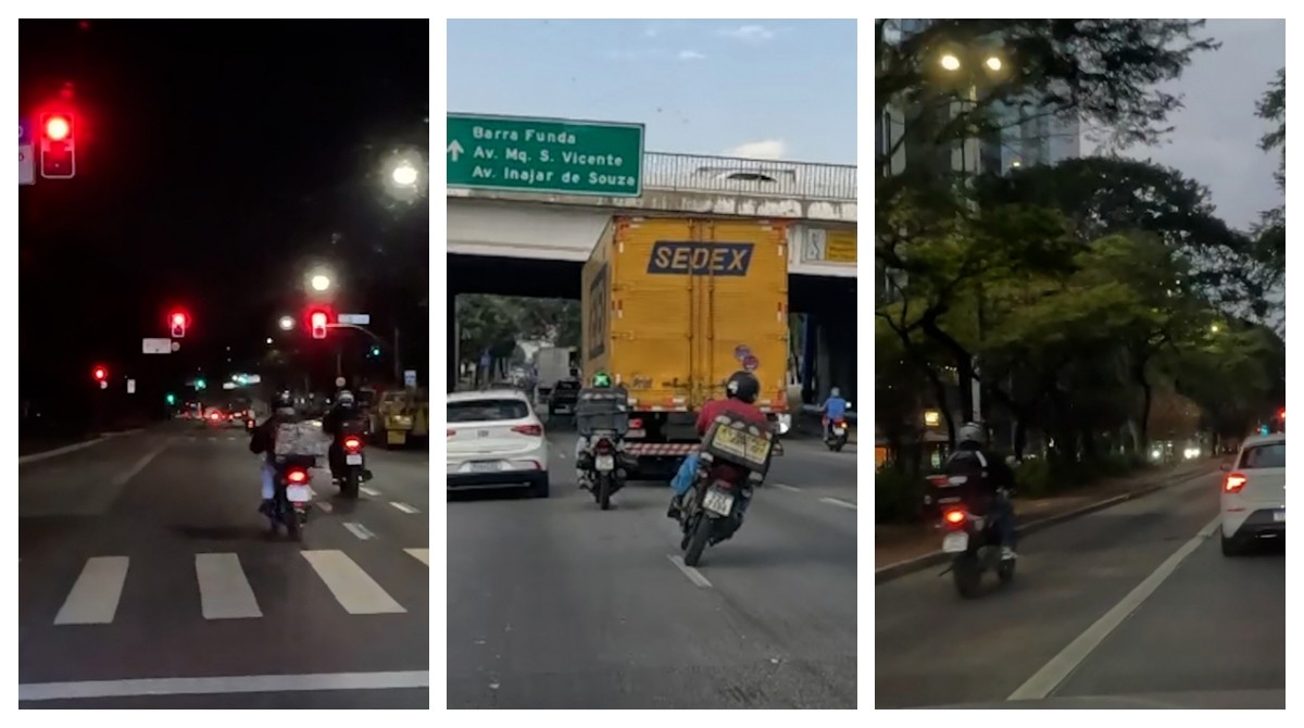 Motociclistas são flagrados furando sinal, empinando motos e na contramão do trânsito em SP; mortes cresceram 12% em julho