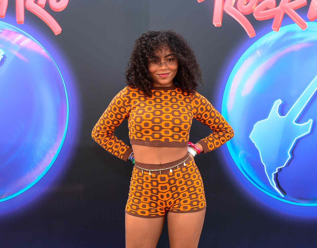 A cantora Any Gabrielly no segundo dia de Rock in Rio 2022 — Foto: Webert Belicio/Agnews  