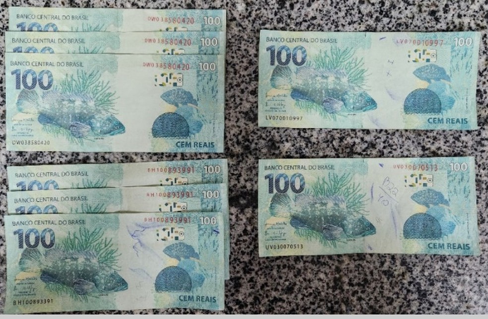 Notas falsas foram usadas por estudante para pagar mensalidade de faculdade no Recife, segundo a PF — Foto: PF/Divulgação