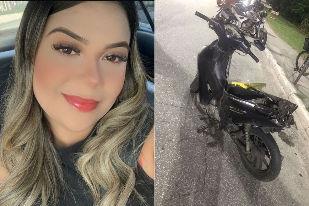 Jovem foi arrastada por carro de luxo após ser atingida enquanto estava na garupa de moto no litoral de SP — Foto: Arquivo Pessoal