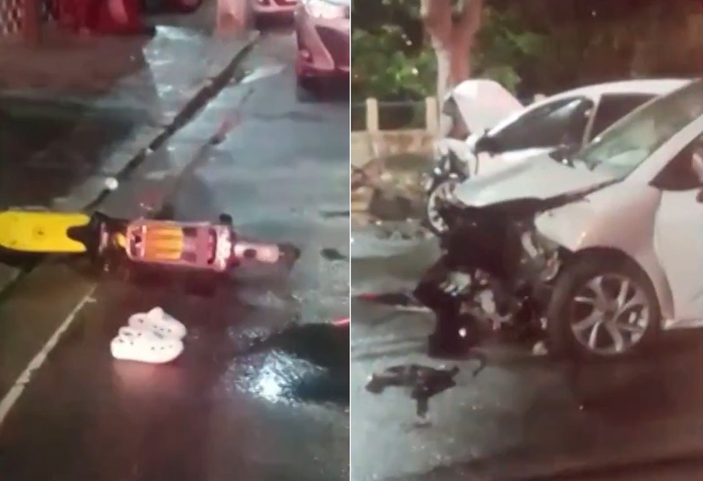 Eliana Cordeiro, de 58 anos, estava de moto elétrica em avenida de Campos quando foi atropelada pelo próprio filho — Foto: Reprodução Inter TV RJ