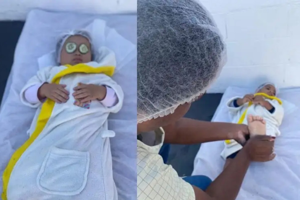 Bebês ganham 'SPA day' no último dia de aula em creche pública de MS; VÍDEO
