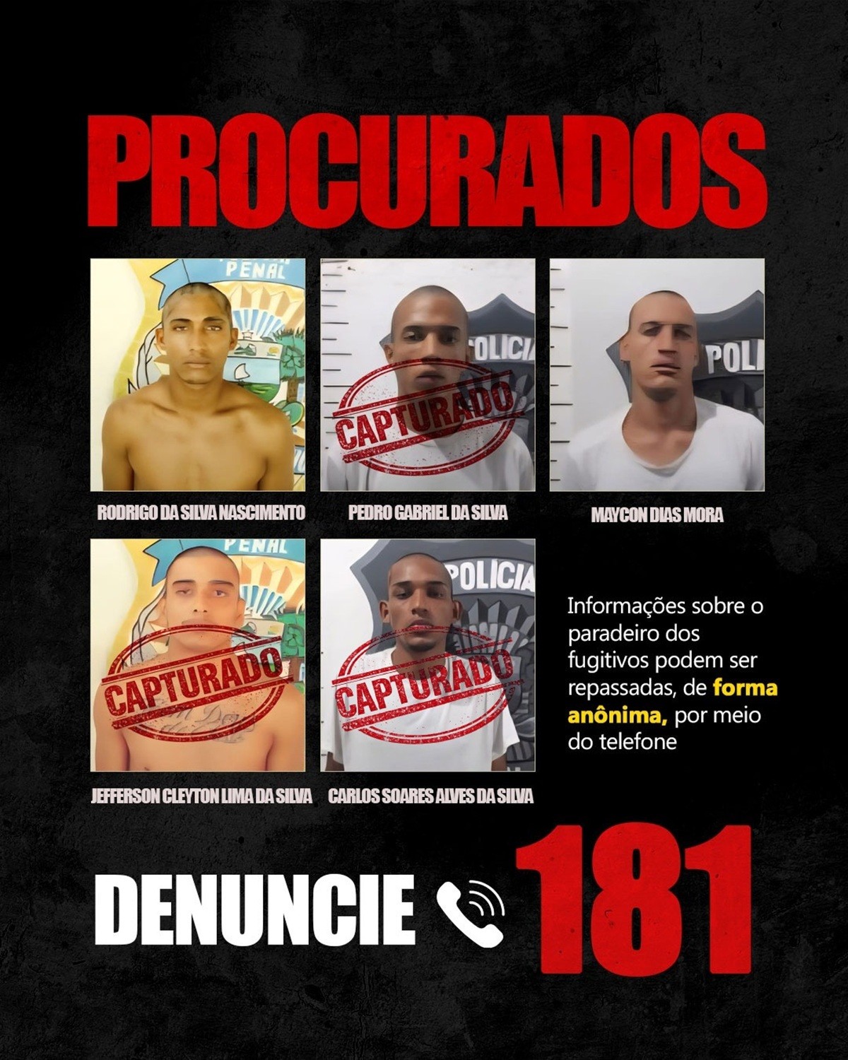 Polícia recaptura terceiro fugitivo da Penitenciária de Alcaçuz; dois seguem foragidos