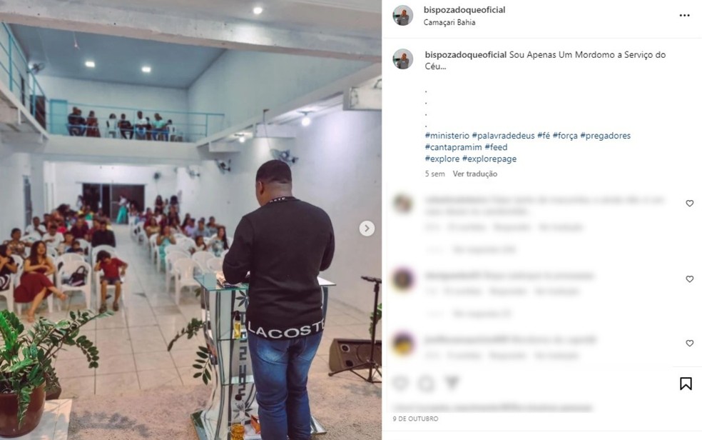 Postagem do bispo nas redes sociais — Foto: Redes sociais