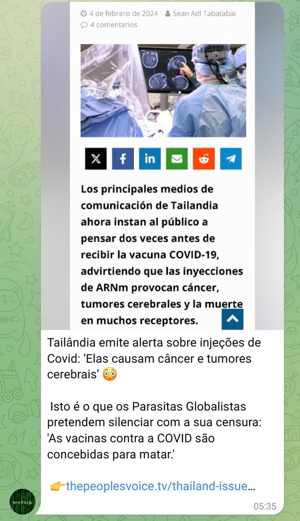  — Foto: Reprodução/Telegram