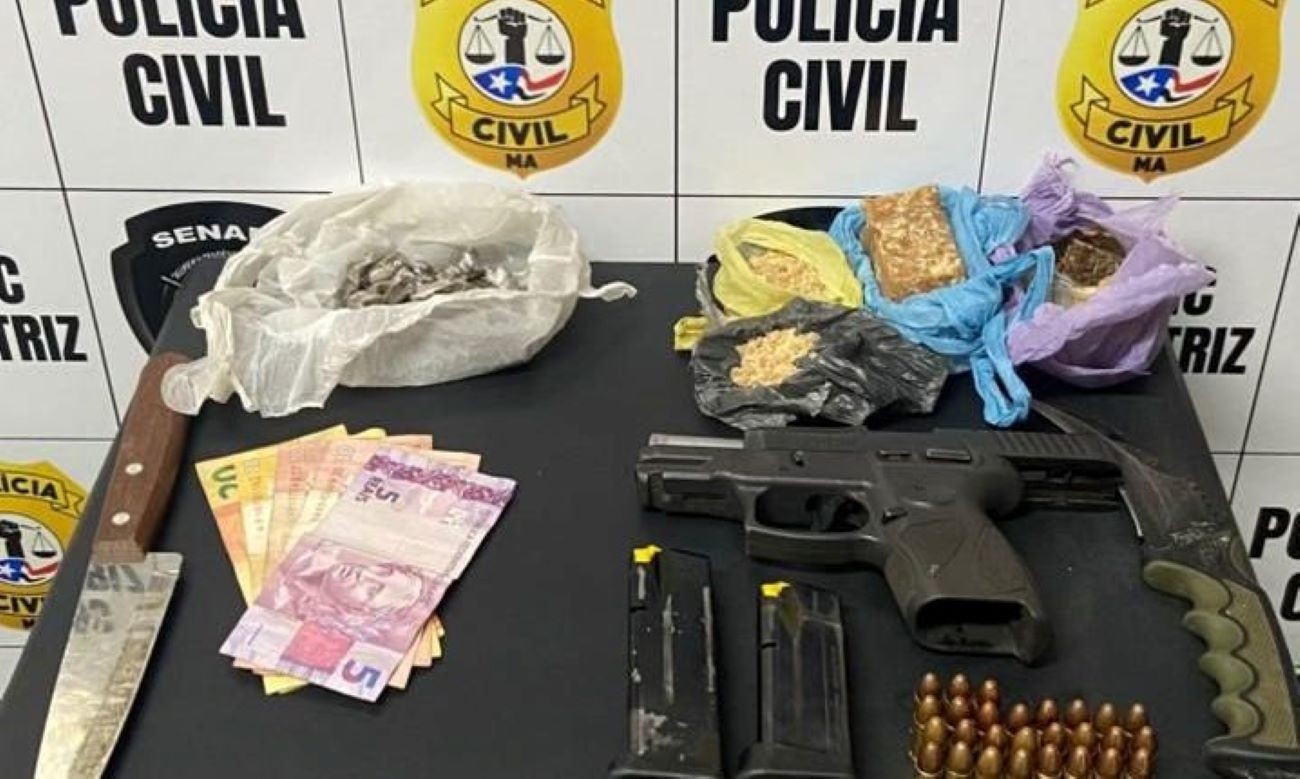 Polícia prende suspeitos por tráfico de drogas e posse ilegal de arma no MA