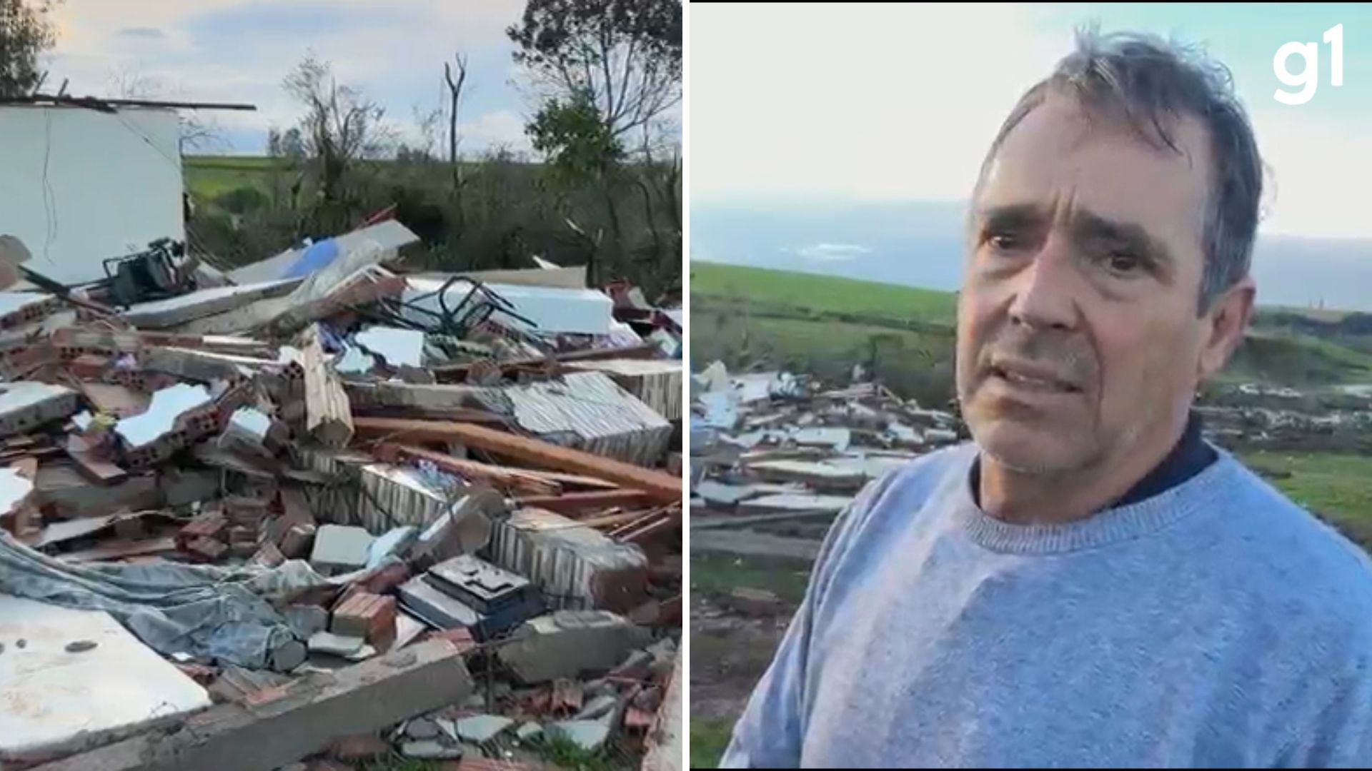 'Desespero total': Família precisou ser resgatada de escombros após tornado destruir casas no RS; VÍDEO