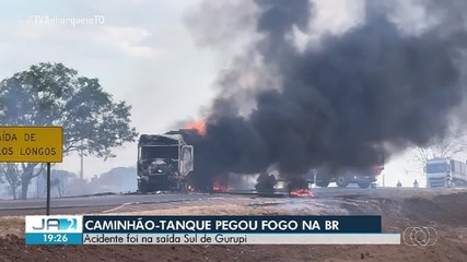 Caminhão pega fogo e deixa rodovia interditada próximo a Gurupi