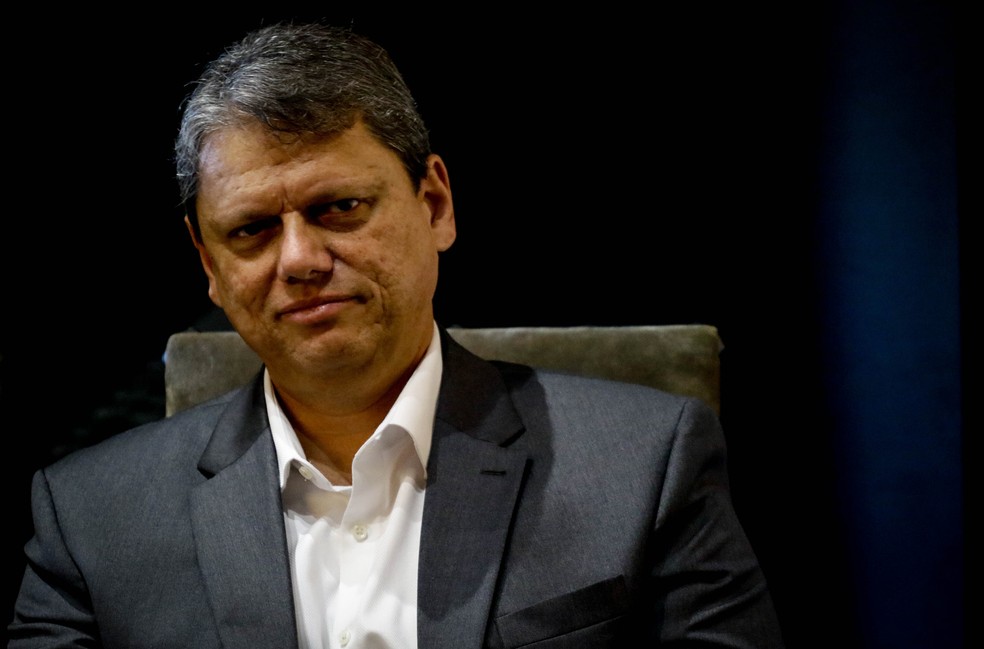 O governador do Estado de São Paulo, Tarcísio de Freitas, em evento no dia 20/03/2023 — Foto: ALOISIO MAURICIO/FOTOARENA/FOTOARENA/ESTADÃO CONTEÚDO