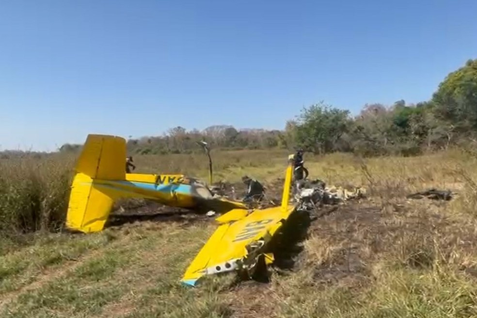 Avião que matou 4 pessoas está sendo periciado em Aquidauana (MS)  Foto: Dracco