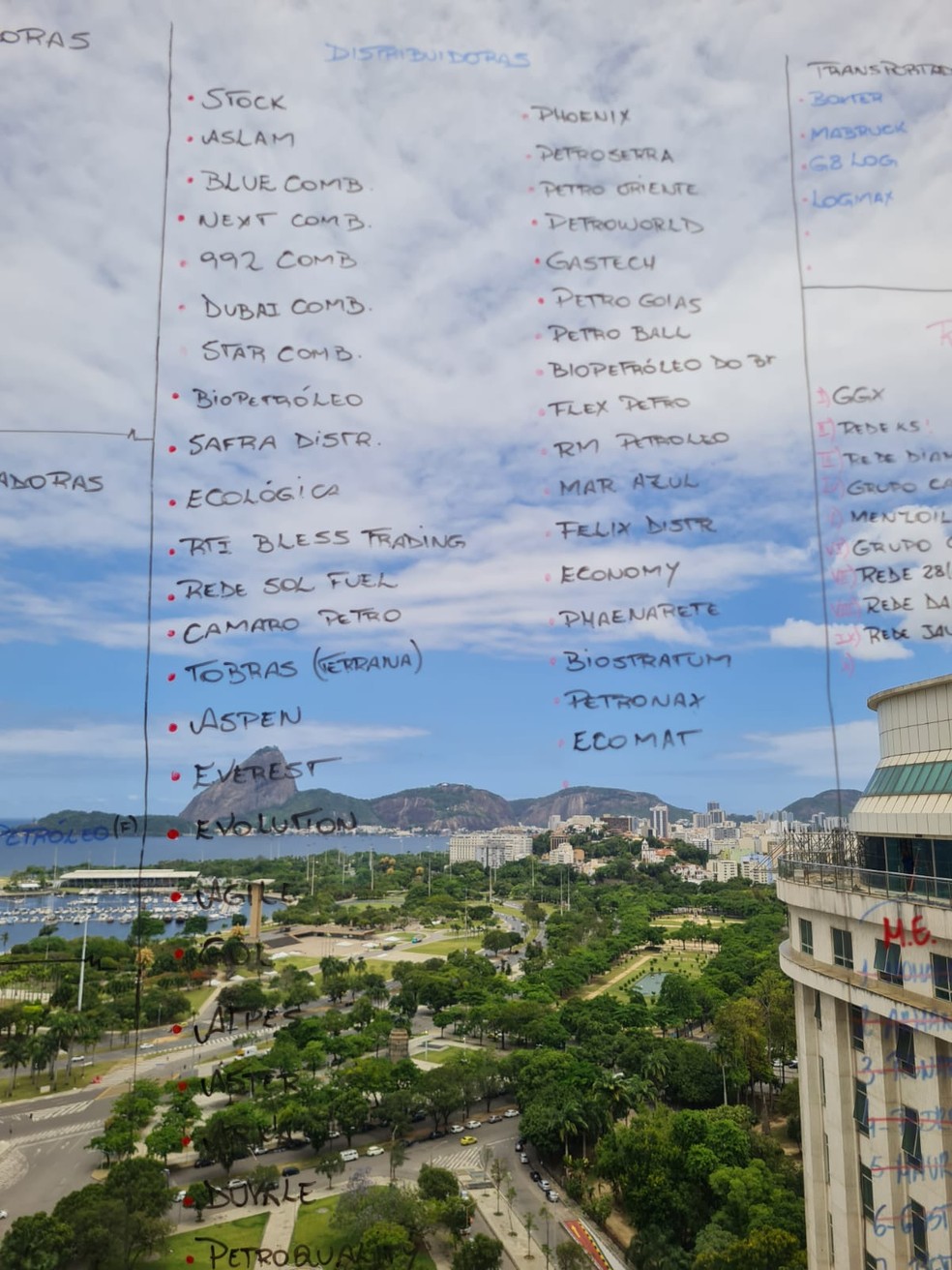 Esquema de corrupção da Refit era anotado em janela de vidro. — Foto: Arquivo Pessoal