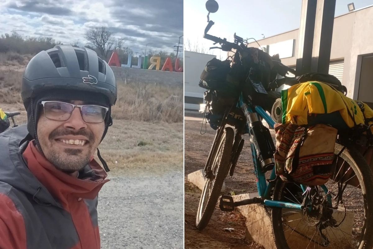 Ex-ajudante de pedreiro que viaja ao 'fim do mundo' vê bicicleta quebrar e precisa andar por 20 km