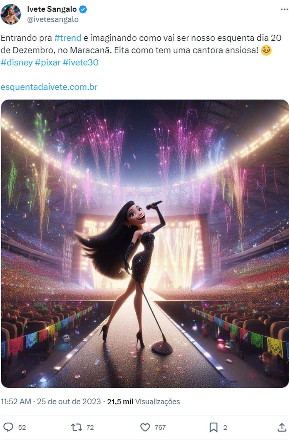 Ivete Sangalo é uma das artistas que participam da trend — Foto: Twitter/ Reprodução
