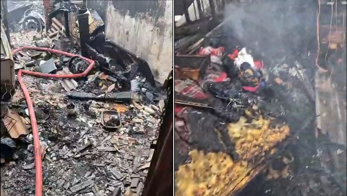 Casa com grande quantidade de materiais recicláveis é atingida por incêndio em Ipatinga