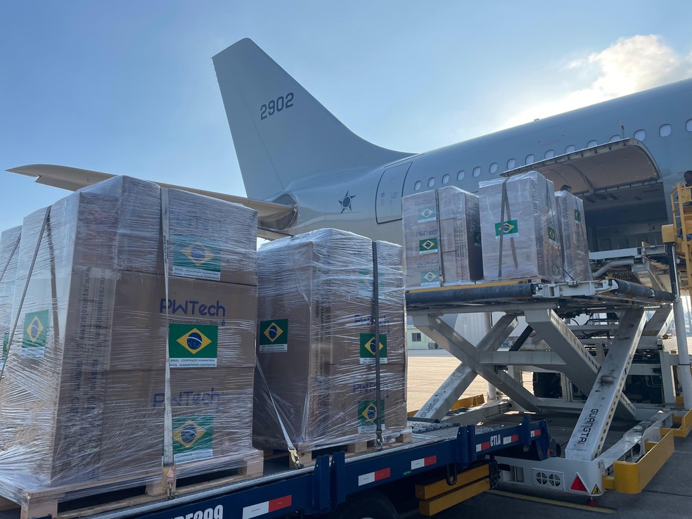 Avião que vai repatriar terceiro grupo de brasileiros em Gaza — Foto: Governo do Brasil e FAB/Reprodução