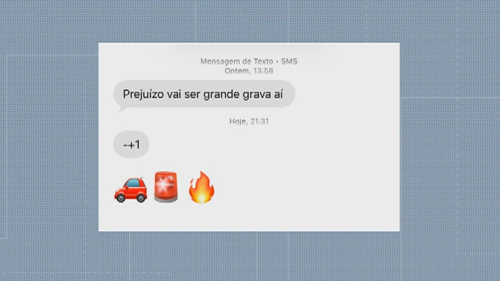 Mensagem enviada por traficante para ameaçar dono de empresa de fornecimento de internet — Foto: Reprodução/ TV Globo