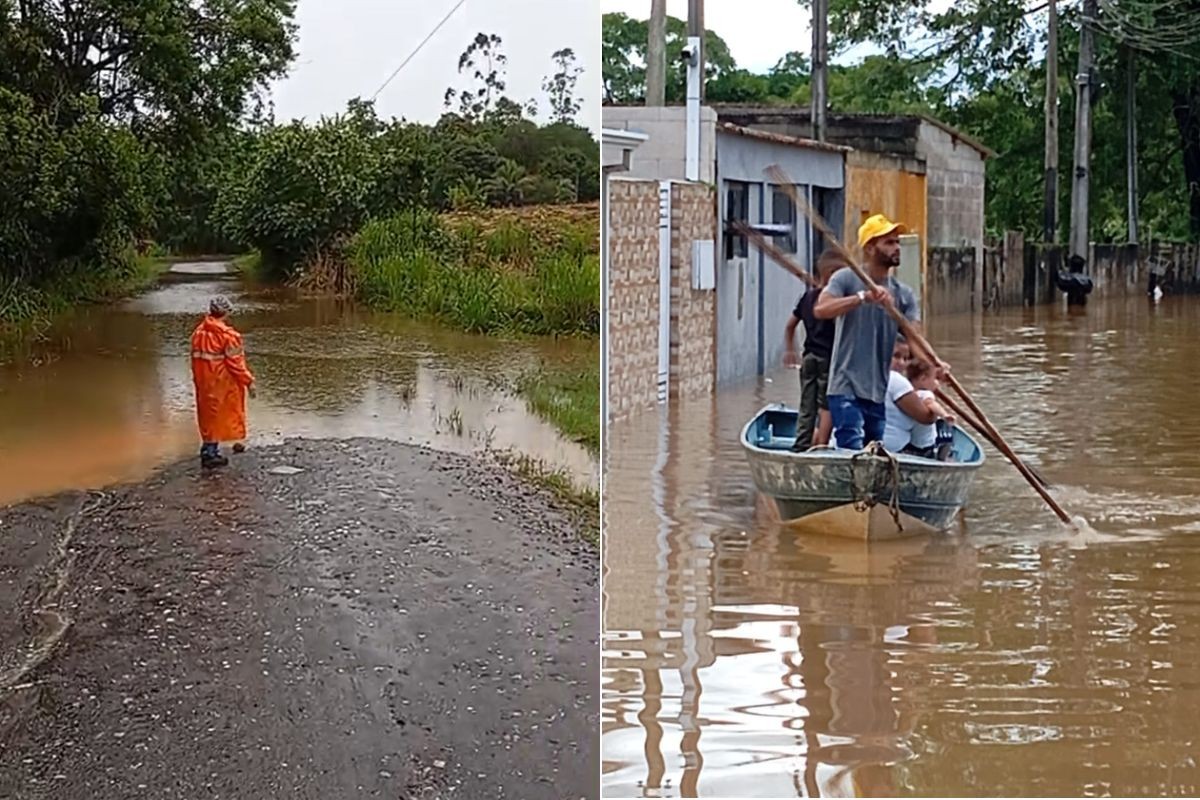 Temporal inunda casas, derruba ponte e deixa desabrigados em cidades do Vale do Ribeira