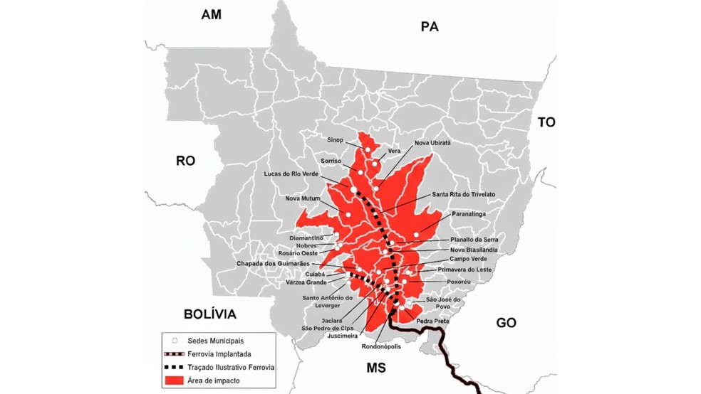 Projeto de implantação da 1ª ferrovia estadual de Mato Grosso — Foto: Secom-MT