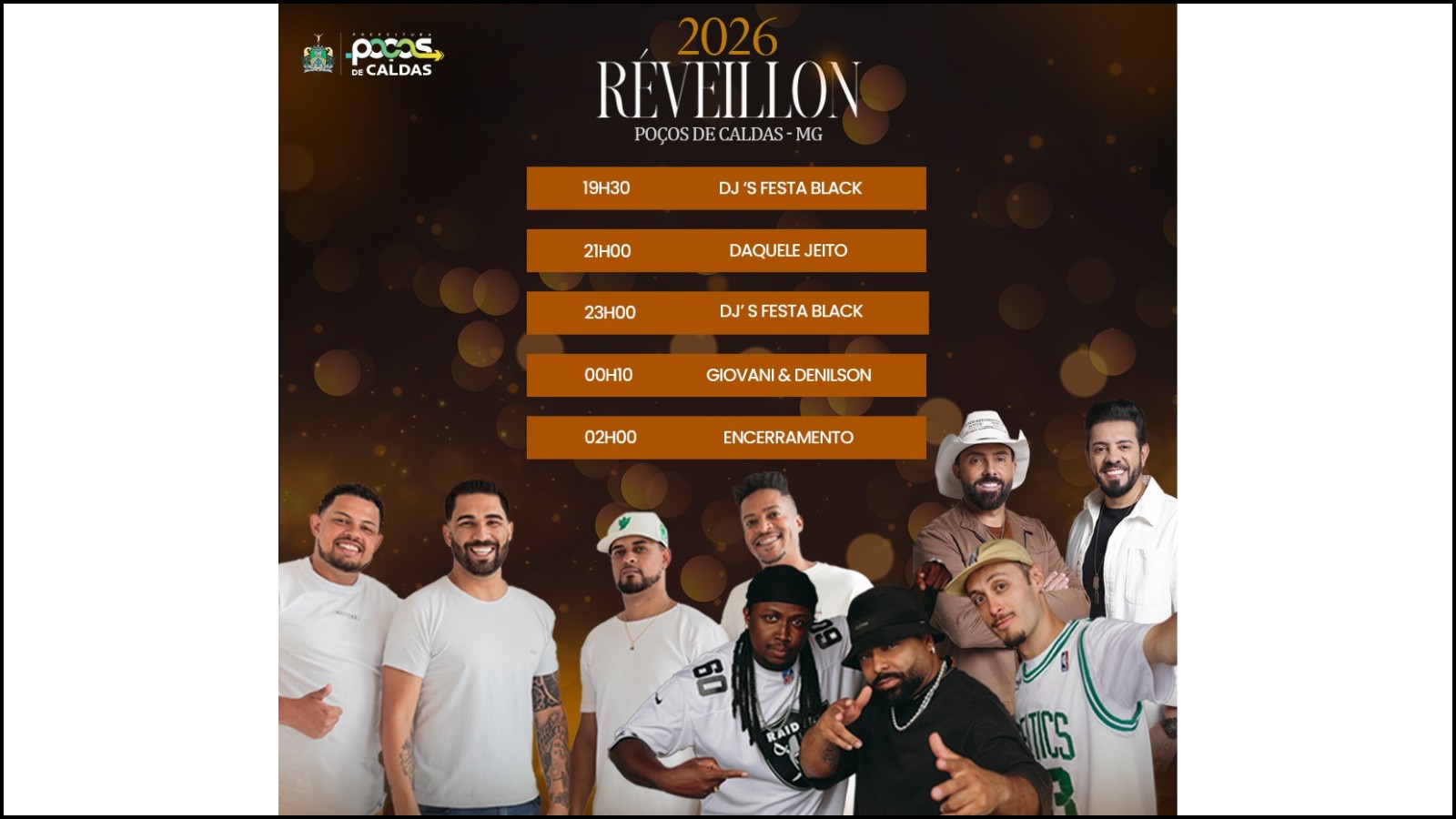 Réveillon 2026: festa da virada em Poços de Caldas acontece na praça Pedro Sanches