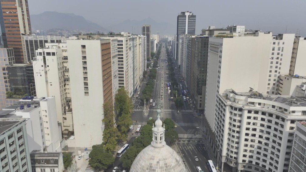 Avenida Presidente Vargas vista do alto — Foto: Reprodução/TV Globo
