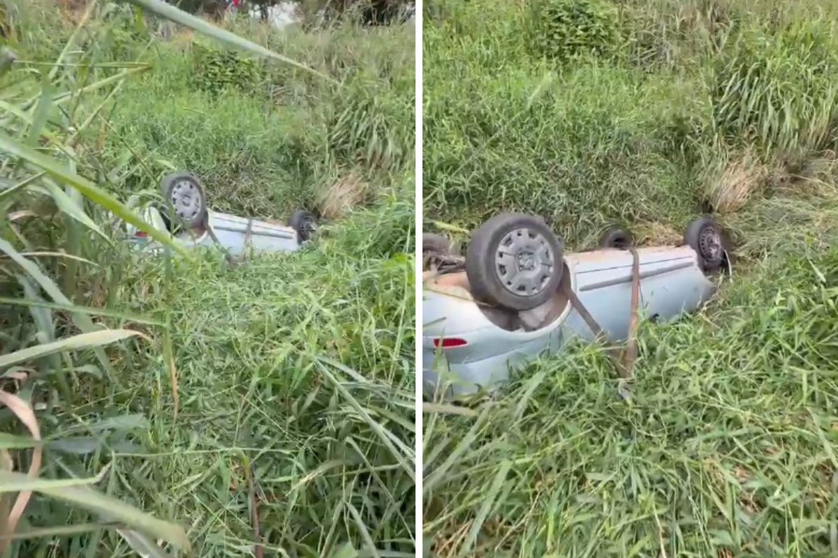 Motorista capota carro com filha de 7 anos após chamada de vídeo com ex e é preso em flagrante pela PRF